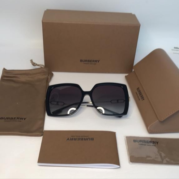 Authentic New Burberry BE4332-30018G 57 Luna Sunglasses Black Frame Grey Lens - Picture 7 of 12